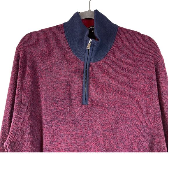 Zachary Prell Crawford Silk Wool Blend Sweater Mens XL Burgundy Red Knit 1/4 Zip - Picture 3 of 11